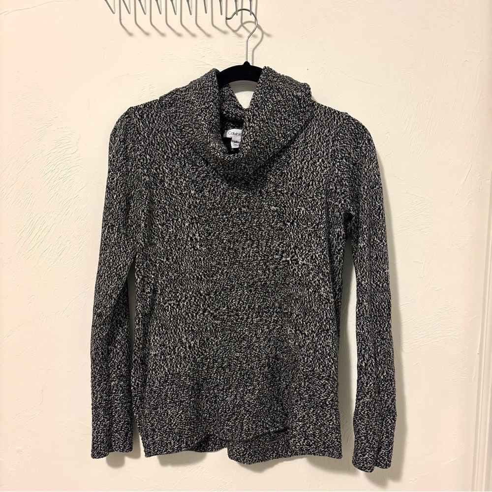 Calvin Klein Black and White Cowl Neck Sweater